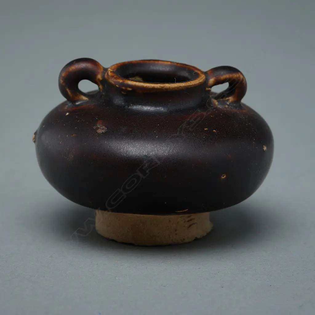 Stoneware ring-handled bottle – Sawankhalok - c.14thC, Image 1++